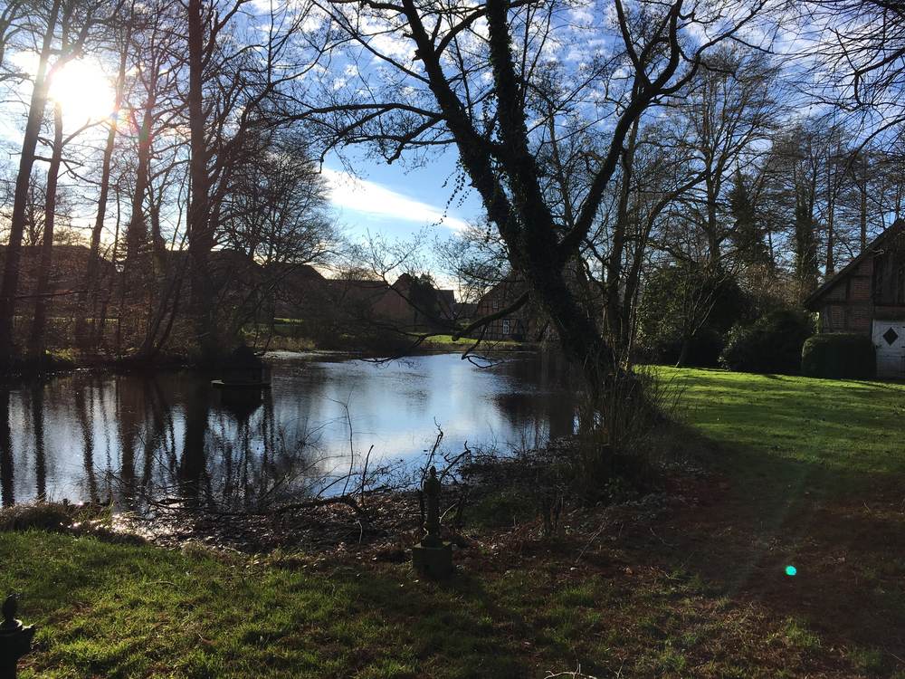 Gartenanlage mit Blick auf die Lachte